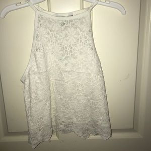 AMERICAN EAGLE white lace halter crop top